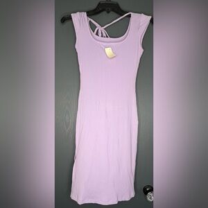 NWT Ambiance lilac lavender purple jersey ribbed dress with capped tank sleeves